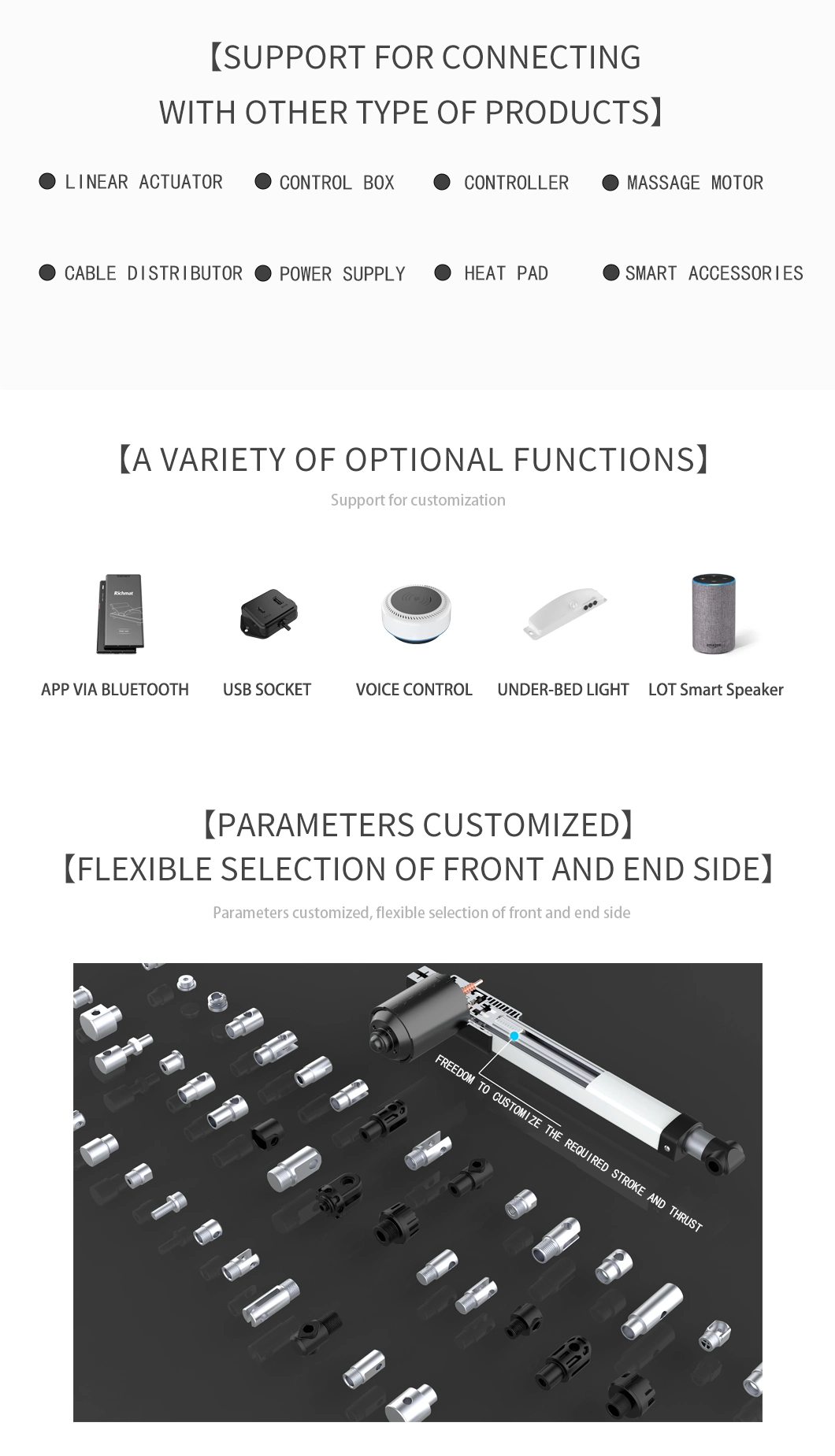 Richmat A58 12V Electric Furniture Linear Actuator for Smart Home