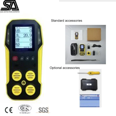  Detector de gas portátil Multi 4 en 1 para CH4/Lel.  H2s, Co, O2 con sensores del Reino Unido