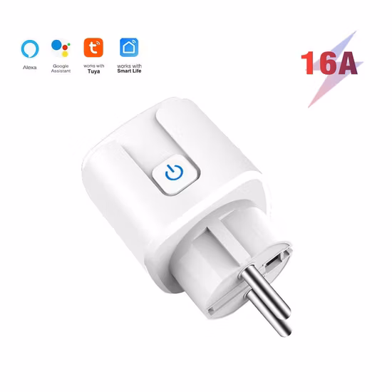 Adaptador de la UE Enchufe inteligente WiFi para Google Home Control de voz remoto inalámbrico Toma de temporizador de monitoreo